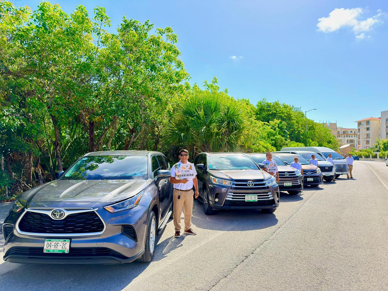 TT & More private transportation fleet lined up in Cancun