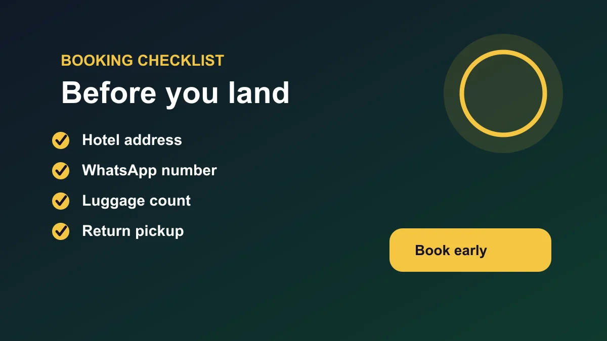 Family booking details for Cancun Airport transfer before arrival