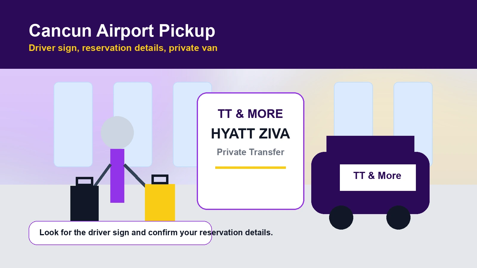 TT and More Cancun Airport meeting point guidance without credential photos