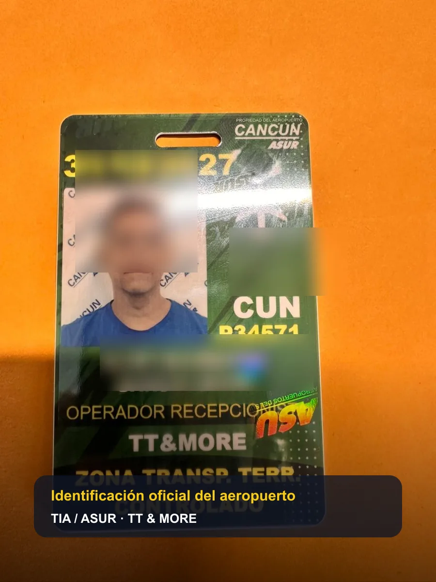 TT and More official Cancun Airport identification for private resort pickup