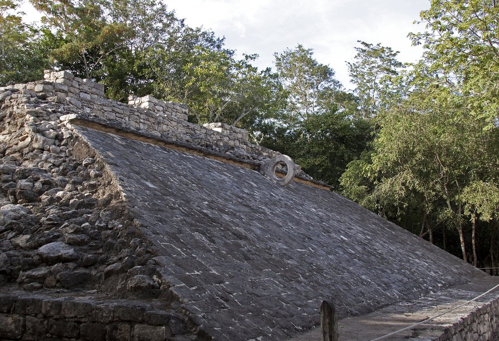 The Maya ball court at Cobá, with its stone ring